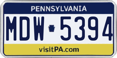 PA license plate MDW5394