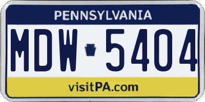 PA license plate MDW5404