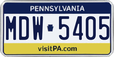 PA license plate MDW5405