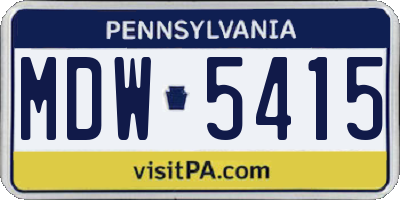 PA license plate MDW5415