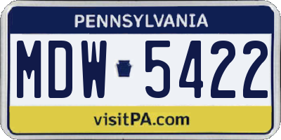 PA license plate MDW5422