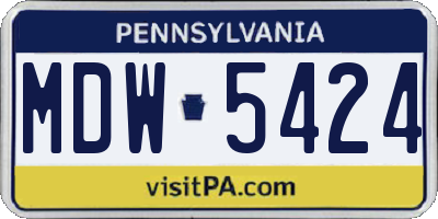 PA license plate MDW5424