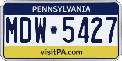 PA license plate MDW5427