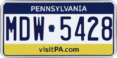 PA license plate MDW5428