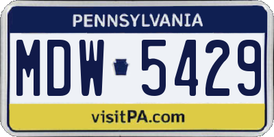 PA license plate MDW5429