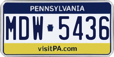 PA license plate MDW5436