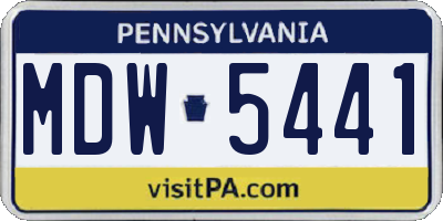 PA license plate MDW5441