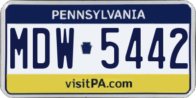 PA license plate MDW5442