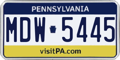 PA license plate MDW5445