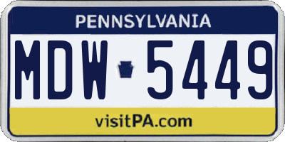 PA license plate MDW5449
