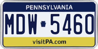 PA license plate MDW5460