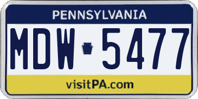 PA license plate MDW5477