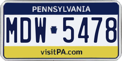PA license plate MDW5478