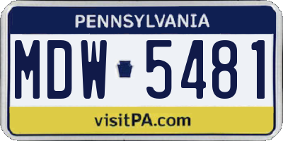 PA license plate MDW5481