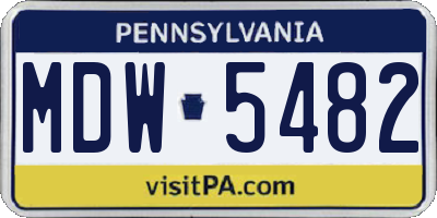 PA license plate MDW5482