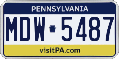 PA license plate MDW5487