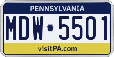 PA license plate MDW5501