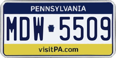 PA license plate MDW5509