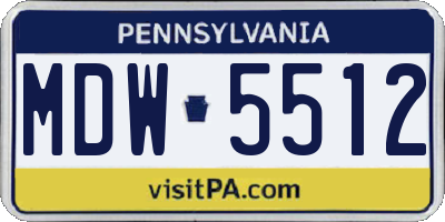 PA license plate MDW5512