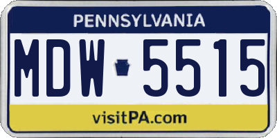PA license plate MDW5515