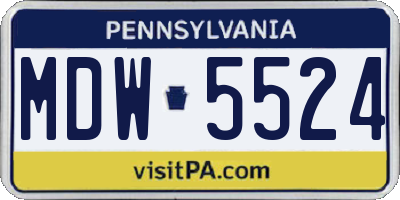 PA license plate MDW5524
