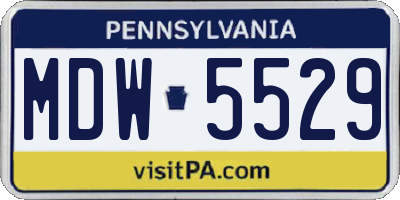PA license plate MDW5529