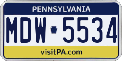 PA license plate MDW5534