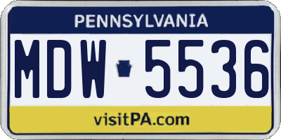 PA license plate MDW5536
