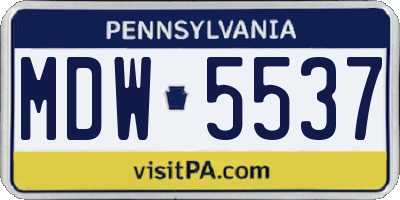 PA license plate MDW5537