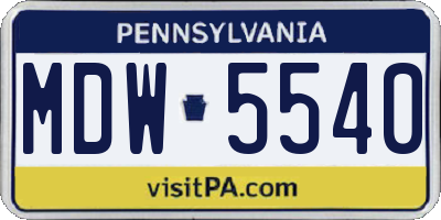 PA license plate MDW5540