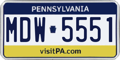 PA license plate MDW5551