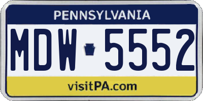 PA license plate MDW5552