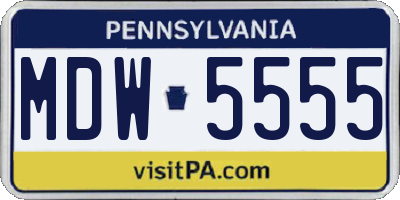PA license plate MDW5555