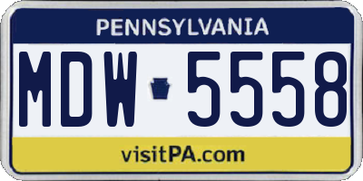PA license plate MDW5558