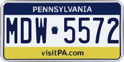 PA license plate MDW5572