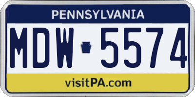 PA license plate MDW5574