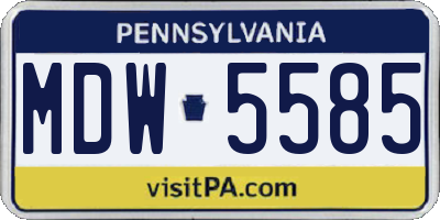PA license plate MDW5585