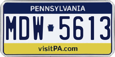 PA license plate MDW5613