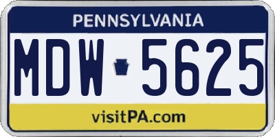 PA license plate MDW5625