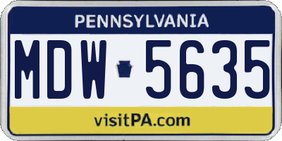 PA license plate MDW5635