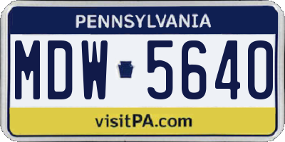 PA license plate MDW5640