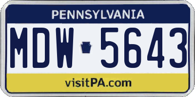 PA license plate MDW5643