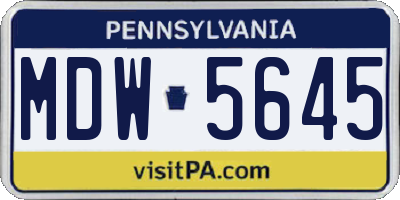 PA license plate MDW5645