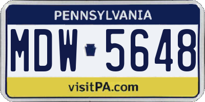 PA license plate MDW5648