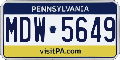 PA license plate MDW5649