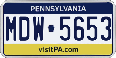 PA license plate MDW5653