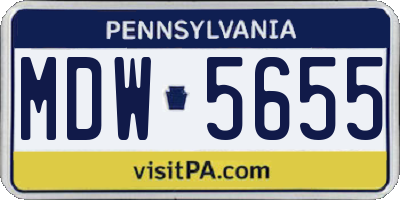 PA license plate MDW5655