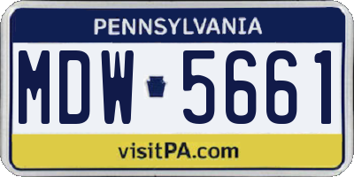 PA license plate MDW5661