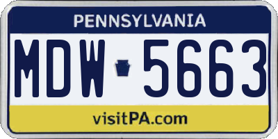 PA license plate MDW5663
