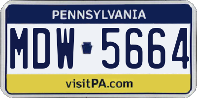 PA license plate MDW5664